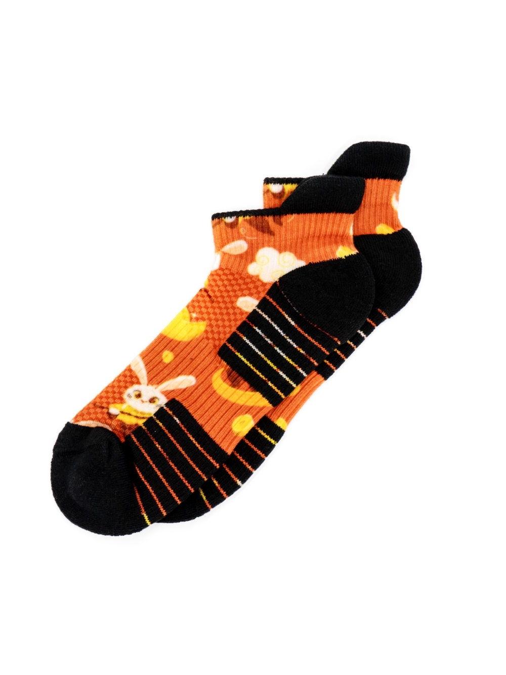 Orange Bunny Pattern Ankle Compression Socks for Men